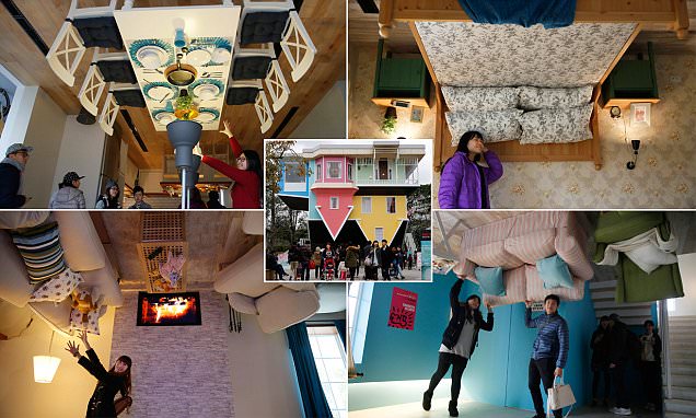 Rumah Terbalik Tiga Lantai di Taiwan Pikat Perhatian Turis